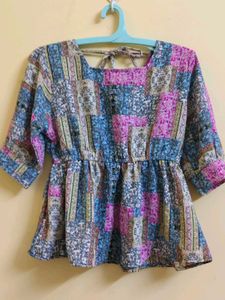 Colorful Patchwork peplum Top