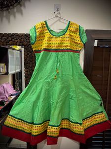 Bright Green & Yellow Anarkali Kurta