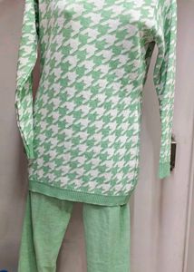 Mint Green Houndstooth Lounge Set