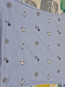 Polyster Blend Blue Tshirt For Girls