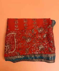 Elegant Red Embroidered Saree