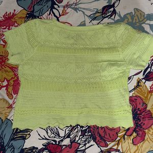 Green Knit Button-Up Top