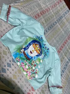Shiva Om Designer Festive Blouse Hand Painted