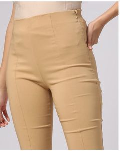 New With Tag Beige Stylish Split Hem Trousers