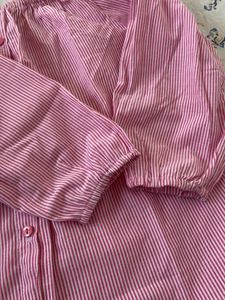 Pink Striped Off-Shoulder Blouse