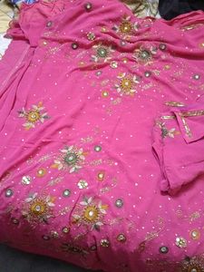 Pink Embroidered Saree