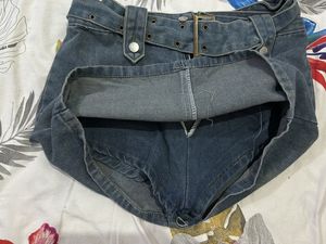 NewMe Denim Belted Mini Skirt/Skort