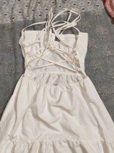 Newme White Tie detailing Backless Maxi Dress