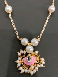Pearl kundan enamel Necklace &amp; Earring Set