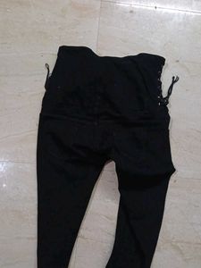 Tie Up Jeans 8 Button High Waist