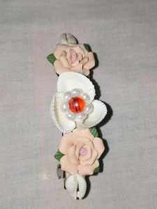 Floral & Shell Hair Clip, Beach Accessory