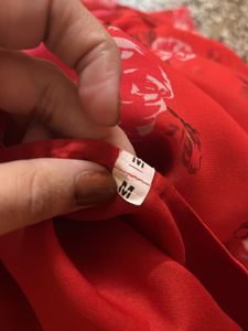Red Floral Chiffon Midi Dress