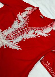Red Embroidered short kurti ❤️