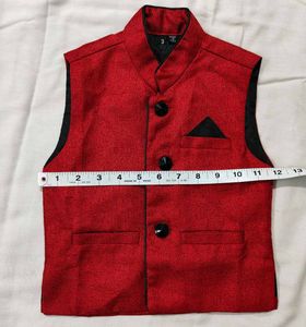 Boys Ethnic Waistcoat - Red