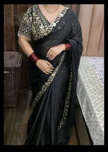 Elegant Black Embroidered Saree