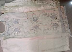 Cream Colour Kurta Set, With Dupatta Narrow Pant