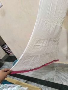 White Sharara Plazzo with Pink Trim
