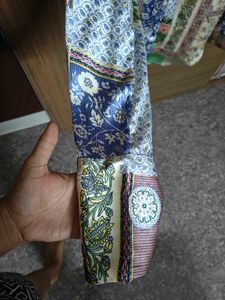 Patchwork Floral Print Button-Down Shirt