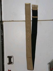 Beige Belt with Gold Buckle