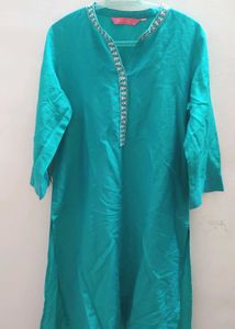 Teal Embroidered Tunic Top
