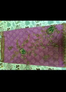 Beautiful Purple Net Saree🪻💗