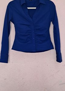 Ruched Shirt Royal Blue