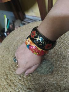 Handpainted Vintage Pure Brass Bangles