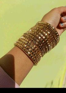 Sparkling Gold Crystal Bangles