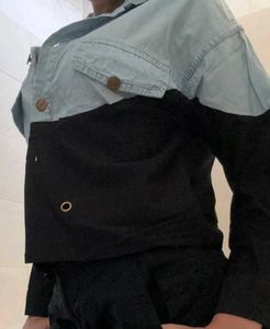Color Block Cropped Jacket