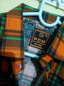 PDM Orange Plaid Flannel - XL