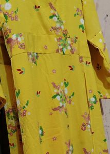 Floral Yellow Dress Side Cut..