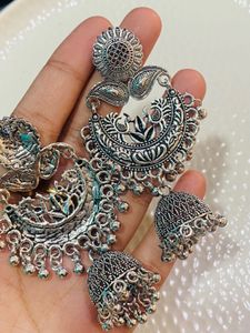 Silver Jhumka Earrings
