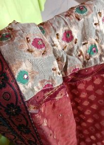 Designer Multicolour Silk With Handwork Touc