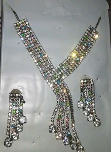 Rhinestone Necklace & Earring Set