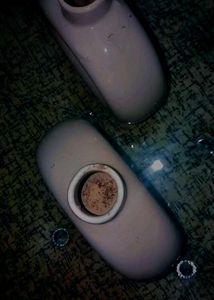 Pair Of 2 Ceramic Bottle Donut Shaped Vase