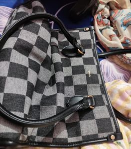 Iykyk Black Chequered Tote Bag ..