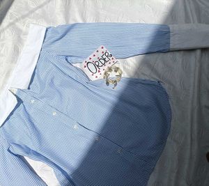 Striped Off-Shoulder Fitted Shirt 💙