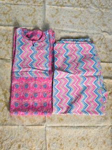Pink Printed Kurta Set
