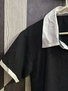 Black &amp; White Collar Top