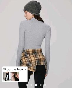 Gray Long Sleeve Crop Top