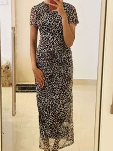 Leopard Mesh Maxi Dress