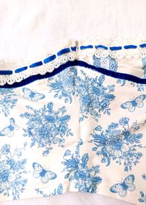 Blue Floral Embroidery Corset Top
