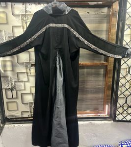 Front Open Abaya With Work On Back