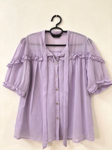 Lilac Ruffle Trim Blouse