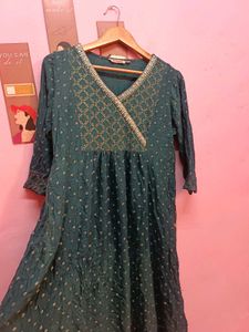 Avaasa Green Anarkali Kurta (Women&#39;s)