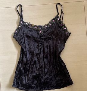 Embellished Black Cami Top