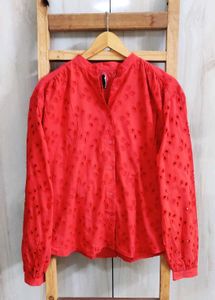 Red Embroidered Designer Top size-46-48