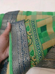 81)new Lace Green Checks Saree