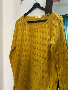 Yellow Knit Long Sleeve Top