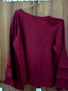 Maroon Flare Sleeve Top for Women